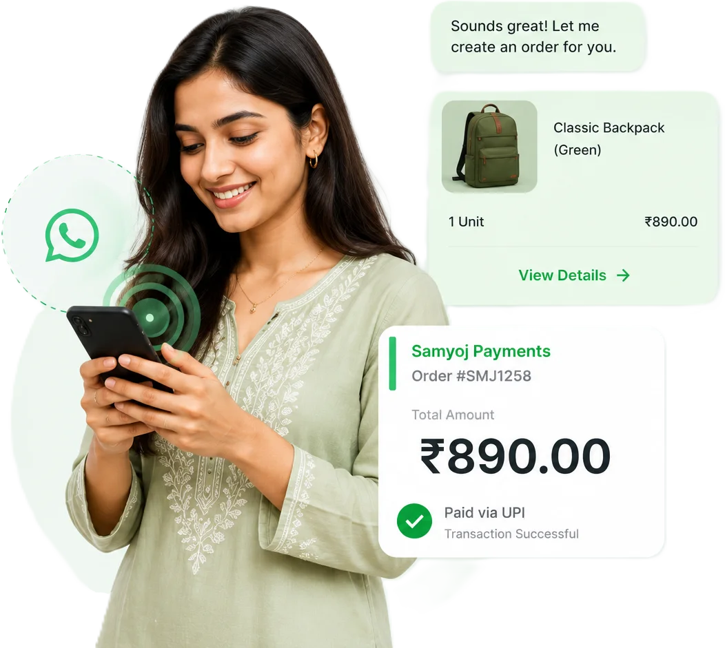 Collect payments on WhatsApp using Samyoj CRM